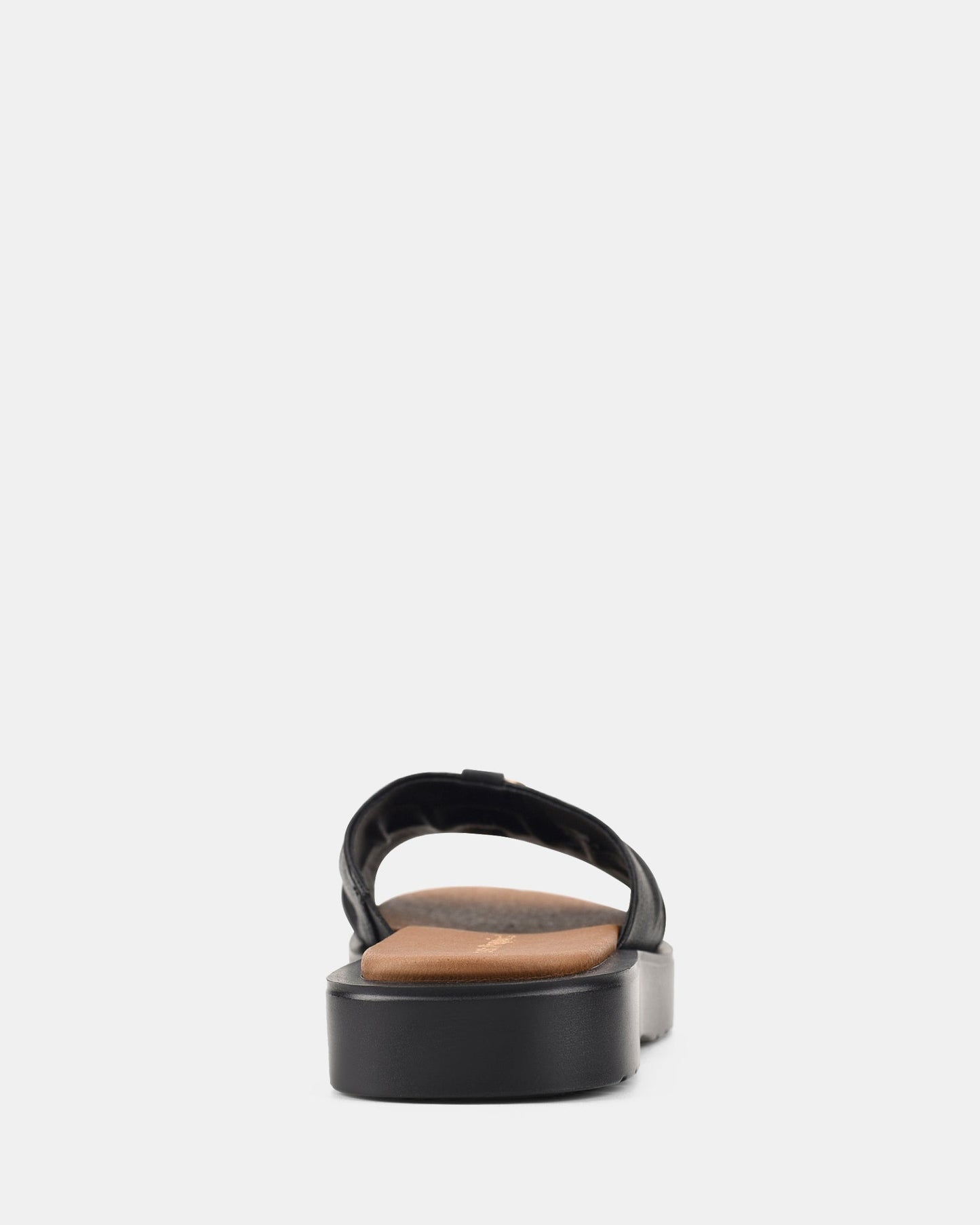 Women's Black Sandals with Wavy Sole and Gold Buckle