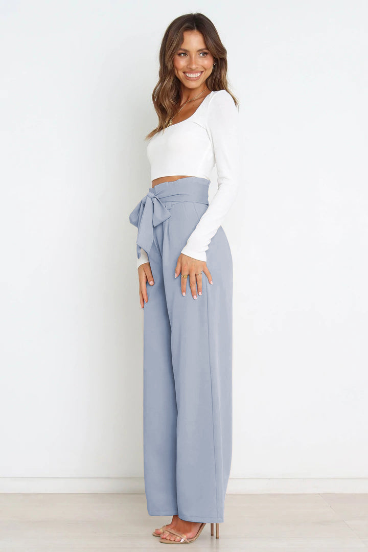Fenna | High Waist Paperbag Pants with Bow Detail