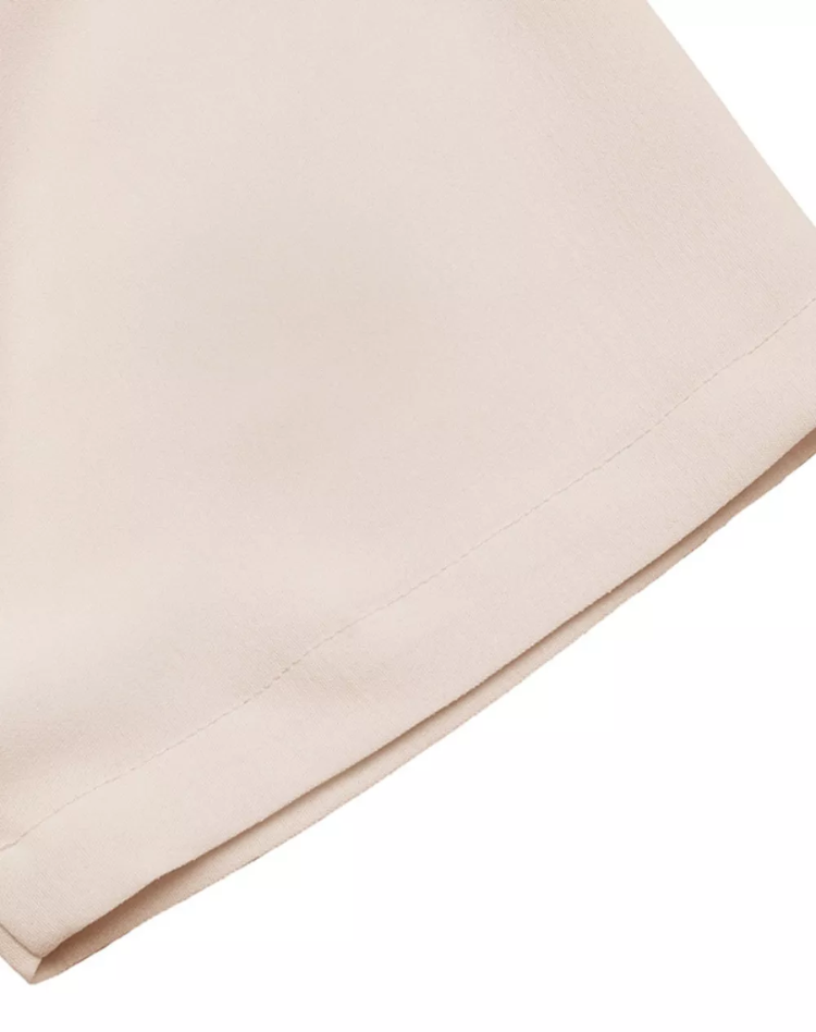 Airy Beige Midi Dress with V Neck and Buttons for Women