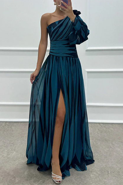 One Shoulder Gala Maxi Dress With Split