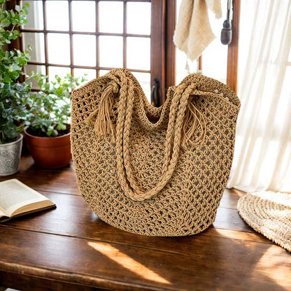 Summer Boho Women's Shoulder Bag With Braided Handles