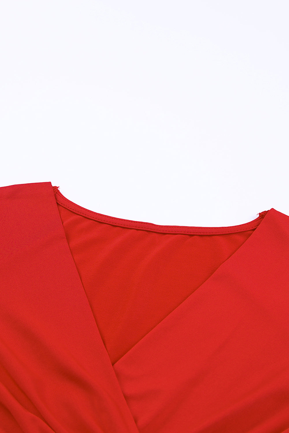 Red Midi Dress for Women with Long Sleeves and V-neck