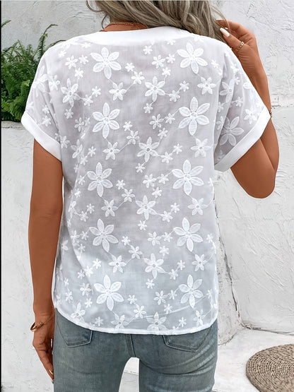 Marja | Airy Women's Blouse with Embroidered Flowers