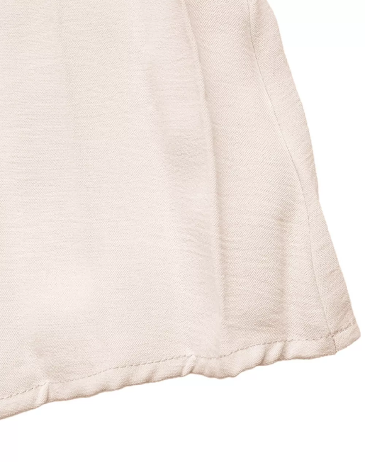 Airy Beige Midi Dress with V Neck and Buttons for Women