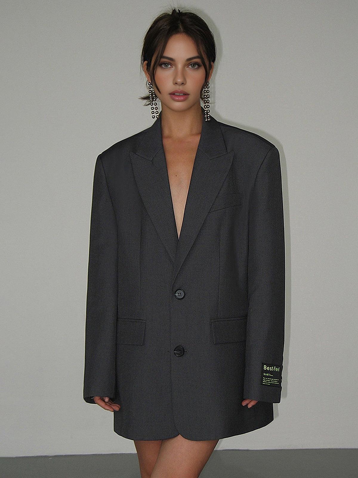 Oversized Stylish Women's Blazer Dress with Long Sleeves
