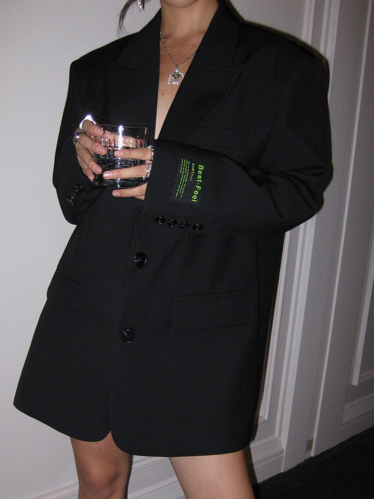 Oversized Stylish Women's Blazer Dress with Long Sleeves