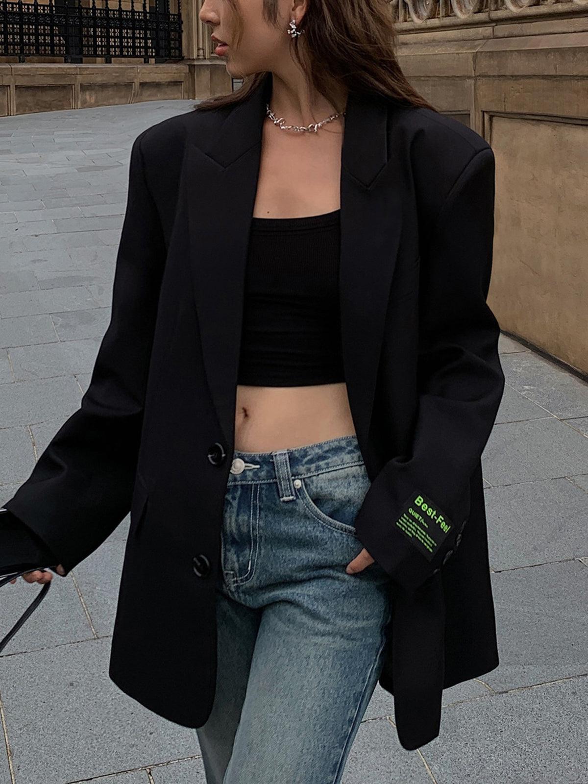 Oversized Stylish Women's Blazer Dress with Long Sleeves