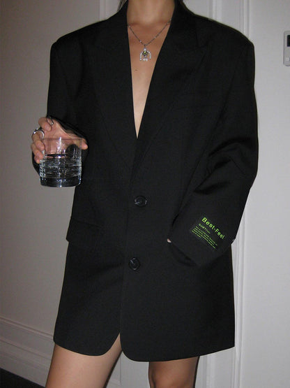 Oversized Stylish Women's Blazer Dress with Long Sleeves