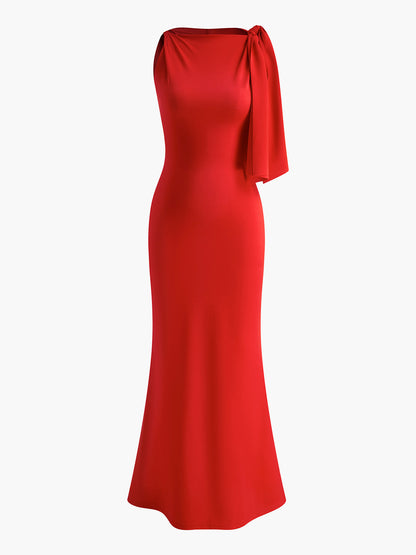 Farrah | Satin Evening Dress with Elegant Spring Detail
