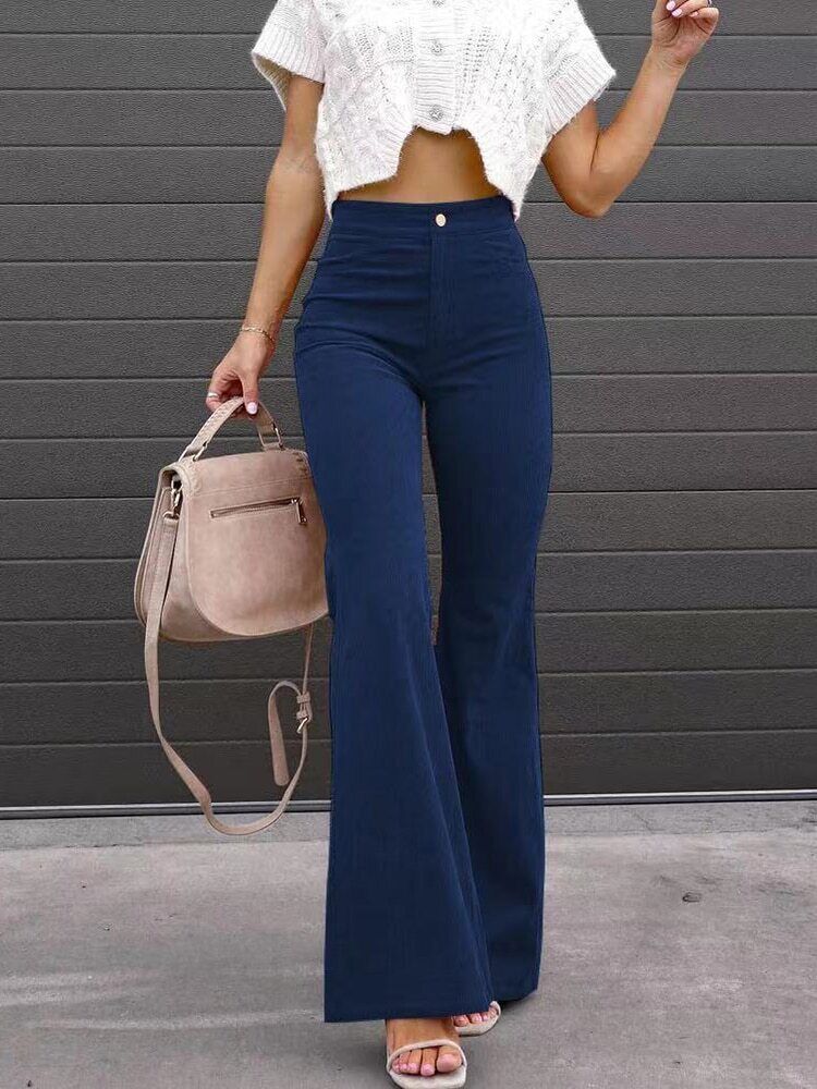Trendy flattering women's flared pants with high waist and comfortable fit
