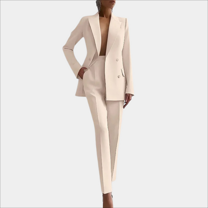 Stylish Women's Blazer Trouser Set with Double Buttons