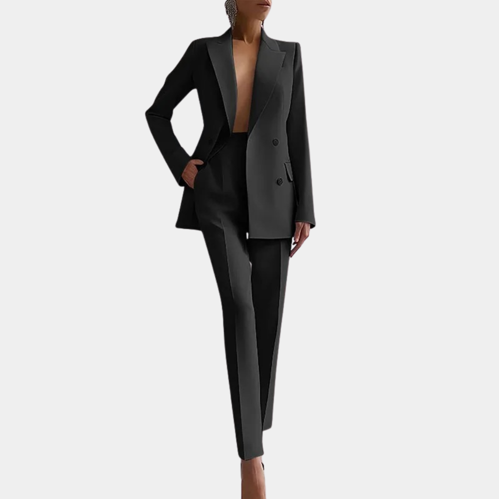 Stylish Women's Blazer Trouser Set with Double Buttons