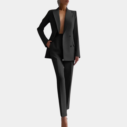 Stylish Women's Blazer Trouser Set with Double Buttons