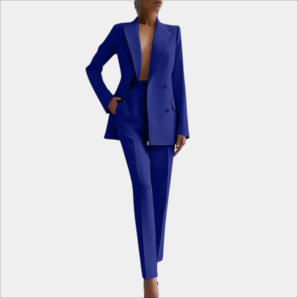Stylish Women's Blazer Trouser Set with Double Buttons