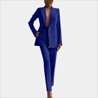Stylish Women's Blazer Trouser Set with Double Buttons