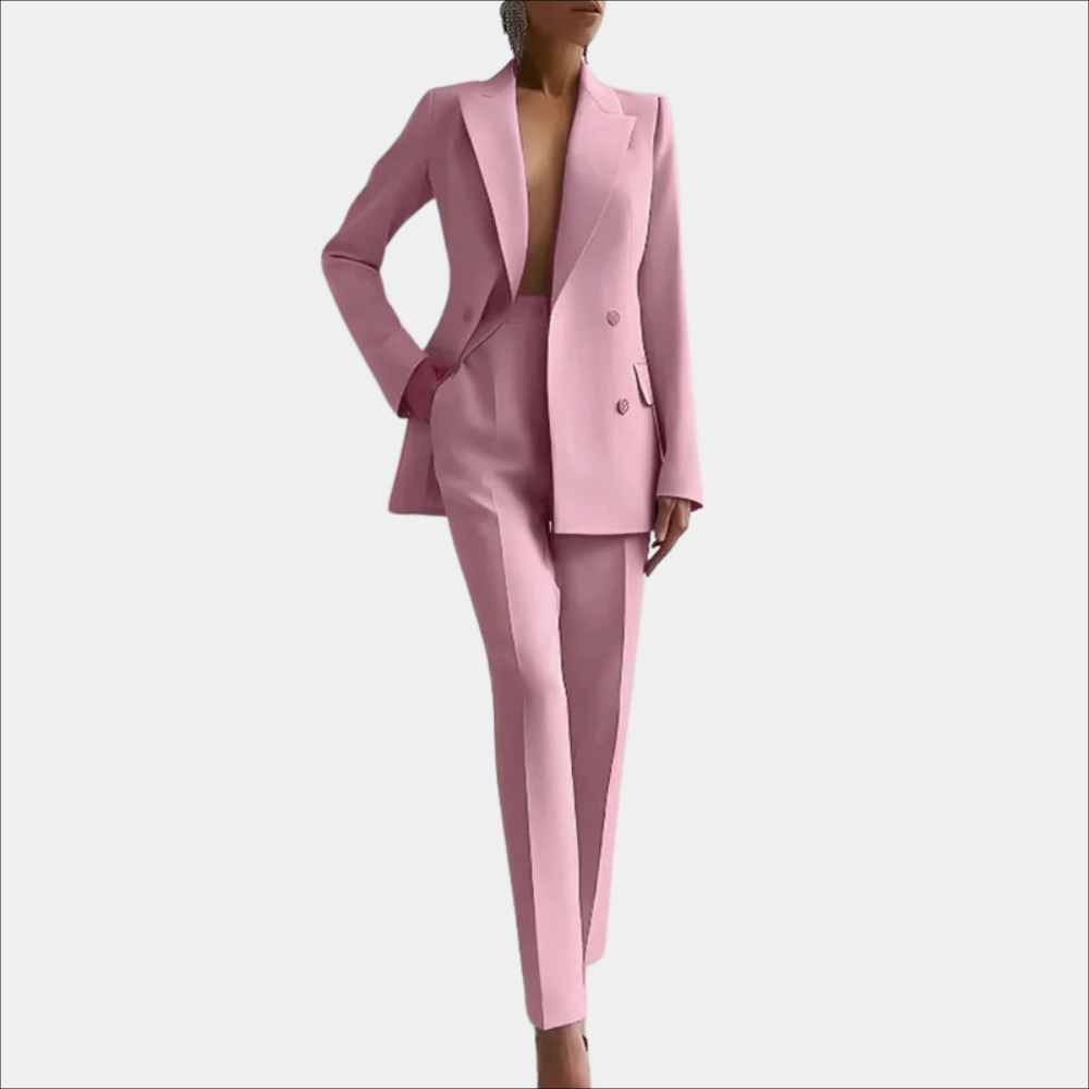 Stylish Women's Blazer Trouser Set with Double Buttons