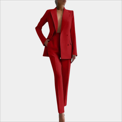 Stylish Women's Blazer Trouser Set with Double Buttons