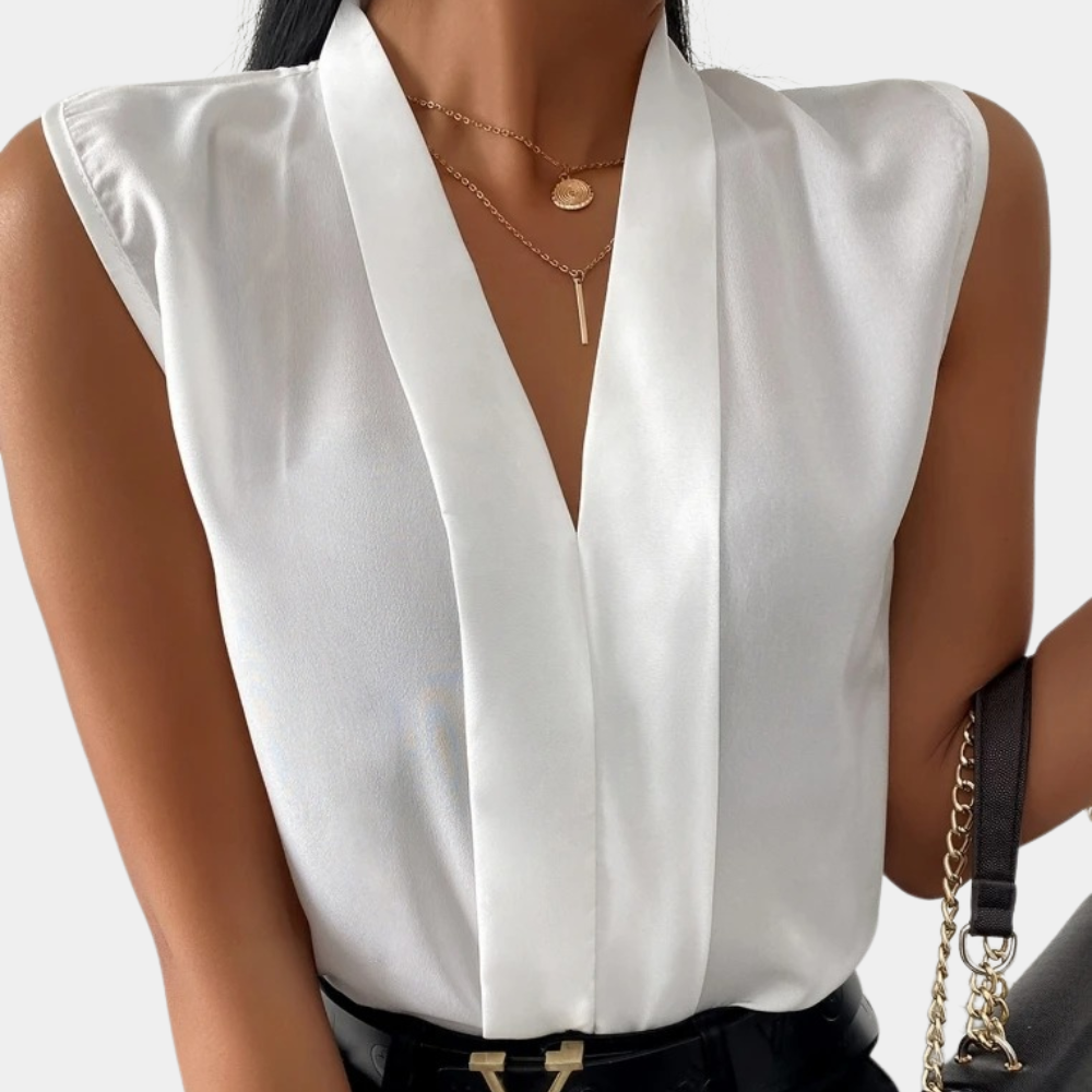 Elegant Stylish Women's Sleeveless Blouse with V-neck