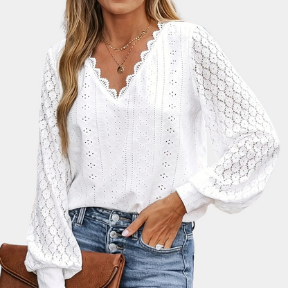 Madelyn | Elegant White Lace Blouse