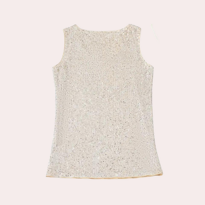 Luxury Glittering Women's Top with V-neck and Sleeveless