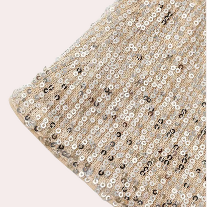 Luxury Glittering Women's Top with V-neck and Sleeveless