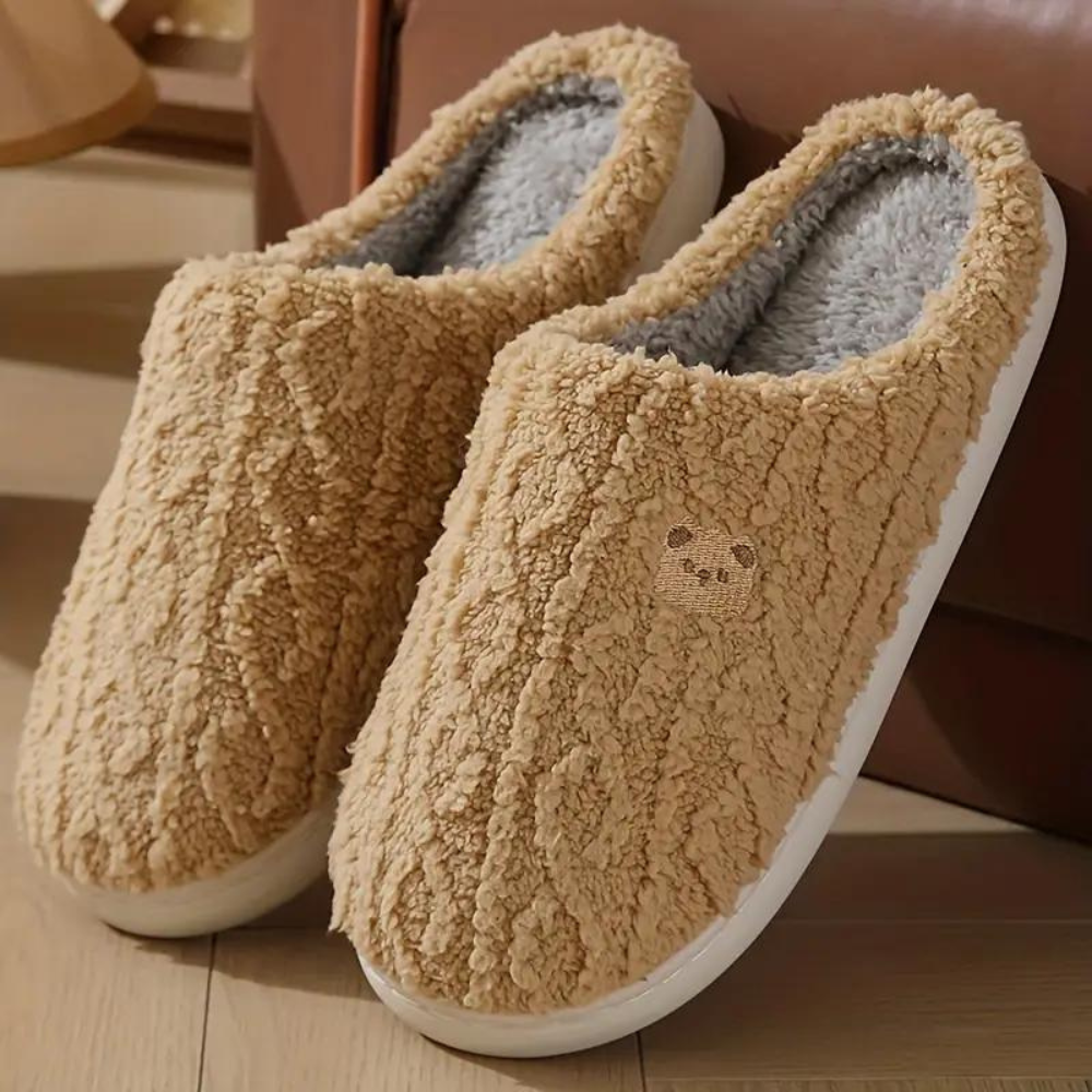 Women's warm comfortable winter slippers with cute print