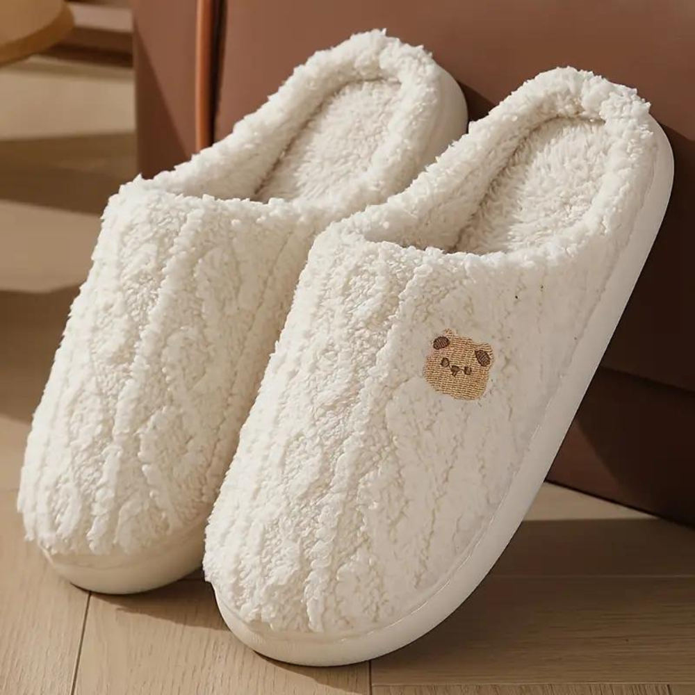 Women's warm comfortable winter slippers with cute print