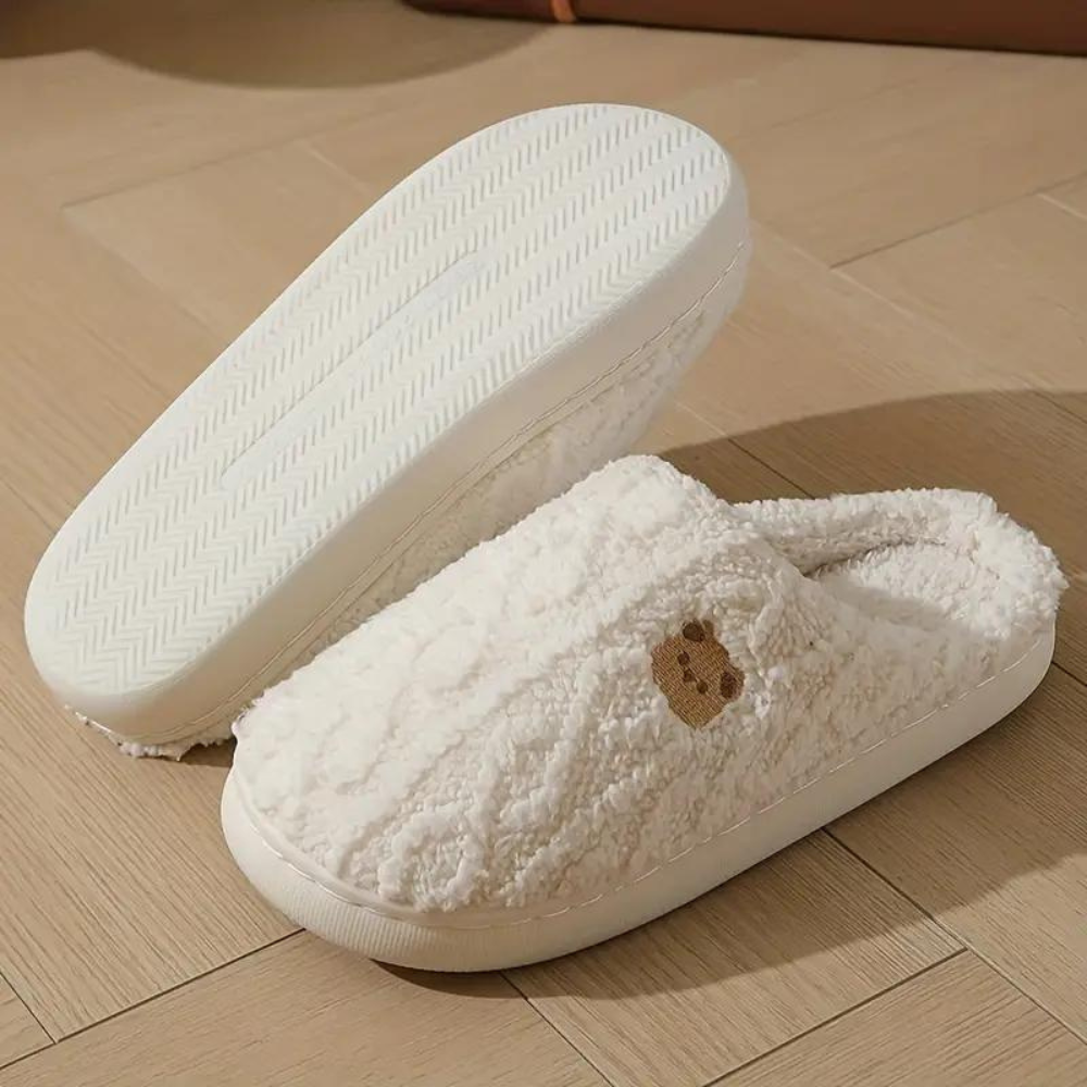 Women's warm comfortable winter slippers with cute print