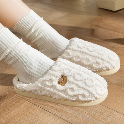 Women's warm comfortable winter slippers with cute print