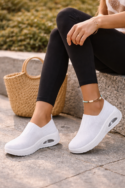 Women's Slip-On Sneakers With Elevated Sole And Air Cushion