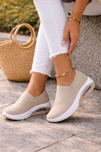 Women's Slip-On Sneakers With Elevated Sole And Air Cushion