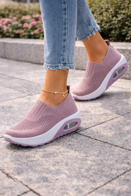 Women's Slip-On Sneakers With Elevated Sole And Air Cushion