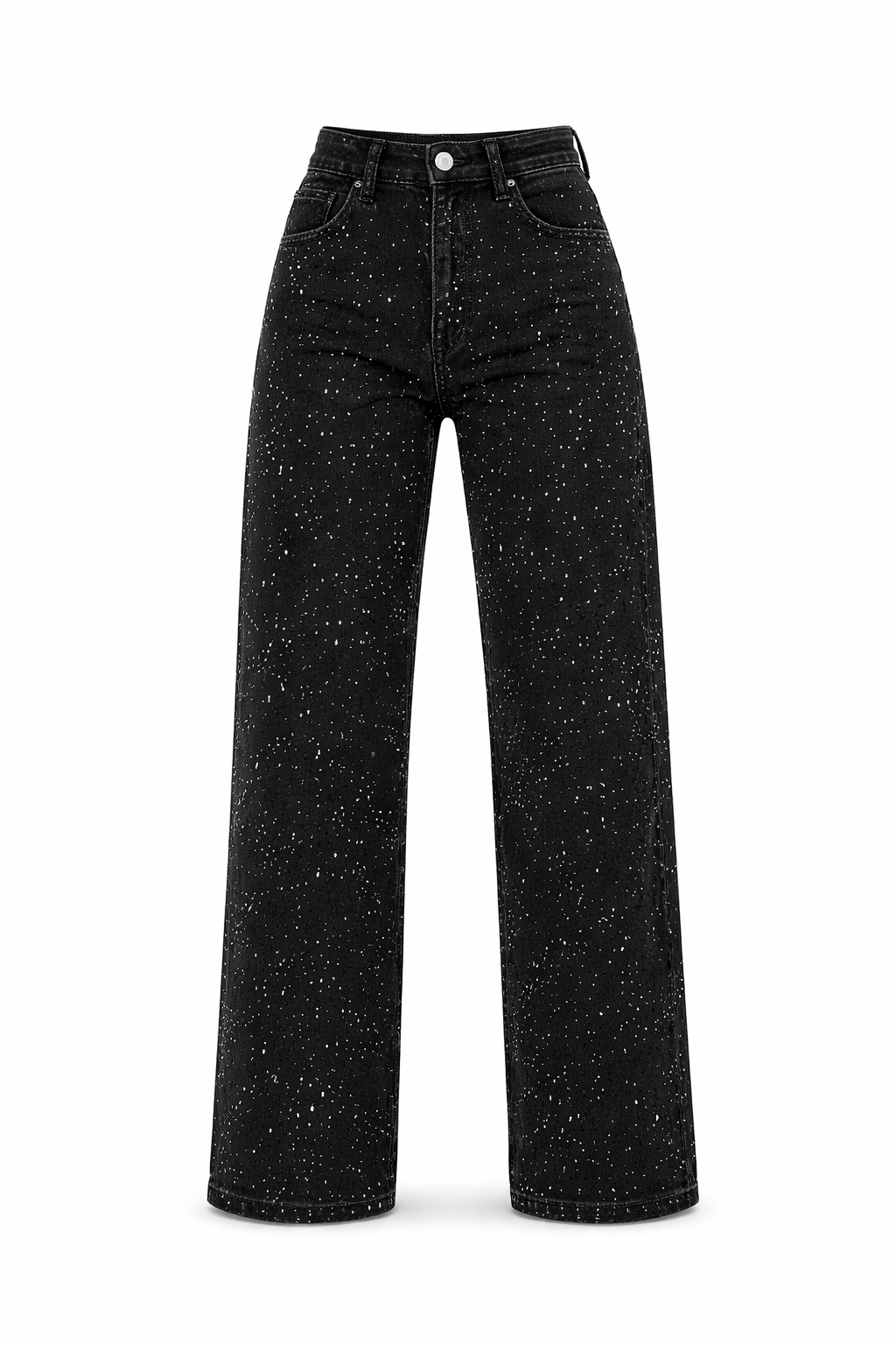 Trendy Women's Glitter Jeans With High Waist And Wide Legs