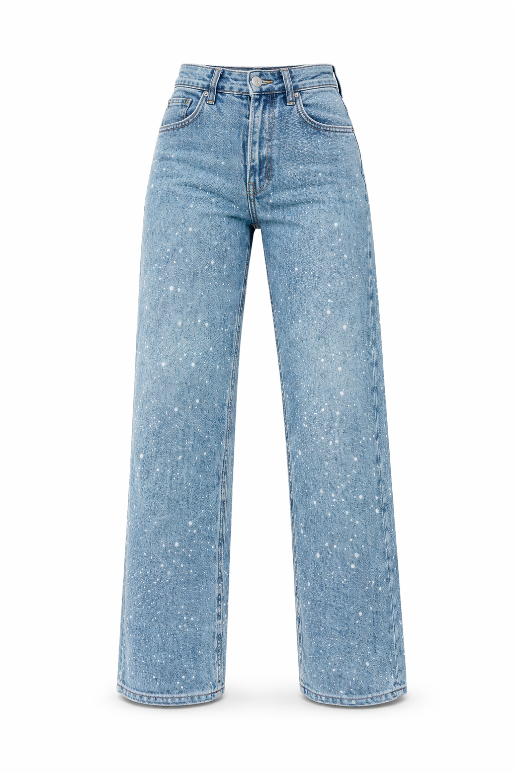 Trendy Women's Glitter Jeans With High Waist And Wide Legs