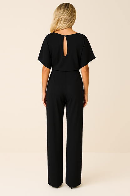 Minimalist Women's Wide Leg Jumpsuit With Tie Belt
