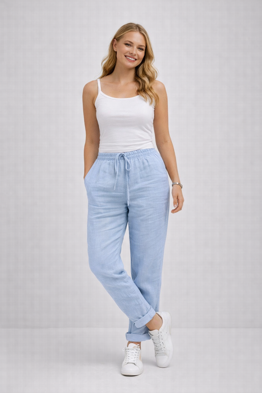 Comfortable Airy Women's Pants With Elastic Waist And Pockets
