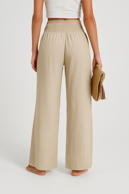 Carola | Airy Linen Women's Pants with Elastic Waist