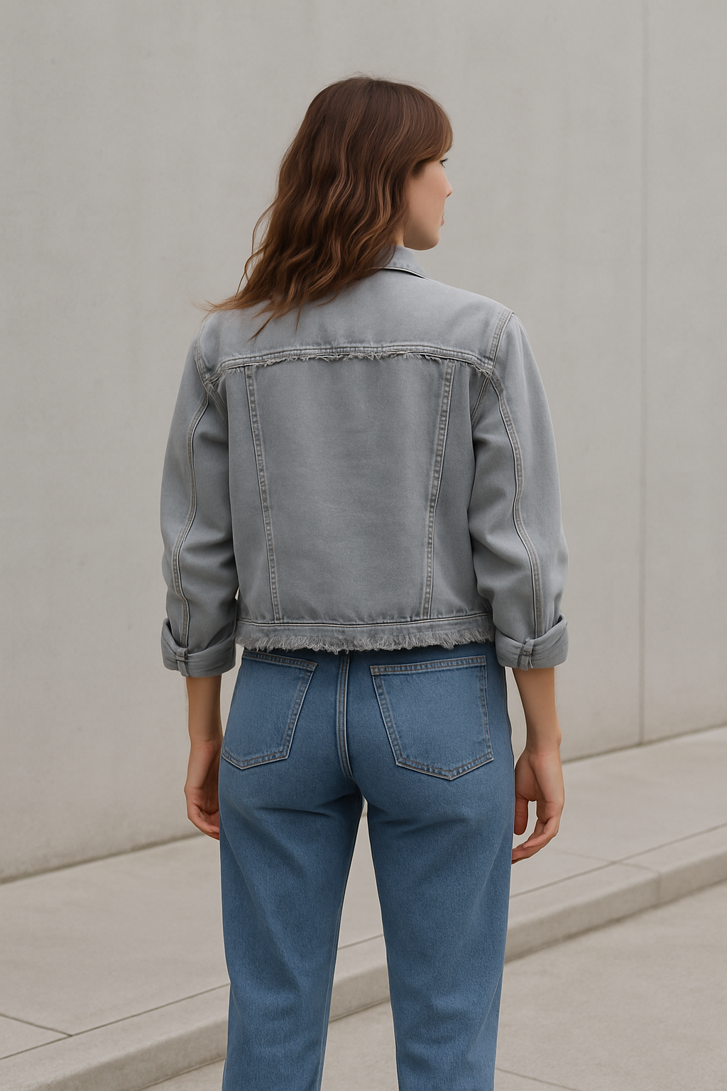 Trendy Casual Women's Denim Jacket with Long Sleeves