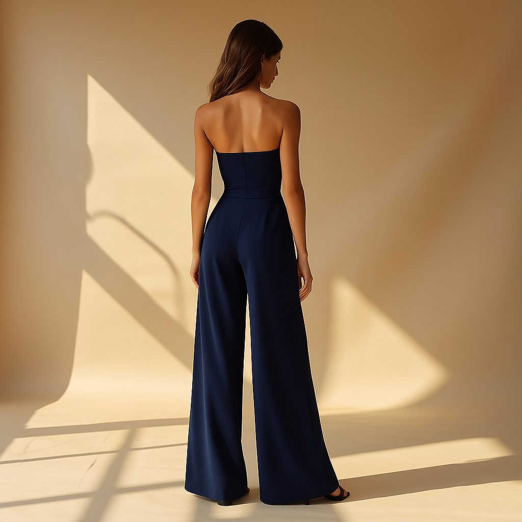 Chic Strapless Women's Jumpsuit With High Waist And Wide Legs