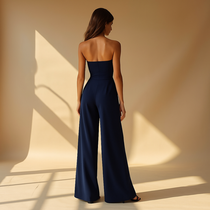Chic Strapless Women's Jumpsuit With High Waist And Wide Legs