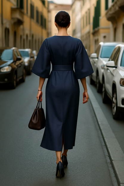 Soraya | Elegant Wide-Sleeve Midi Dress
