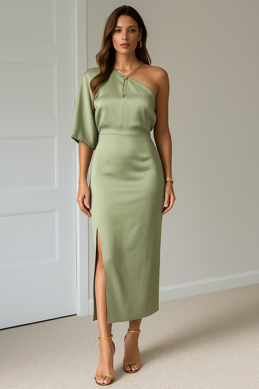 Mien | Elegant One-Shoulder Maxi Dress with Flattering Slit