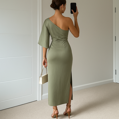 Mien | Elegant One-Shoulder Maxi Dress with Flattering Slit