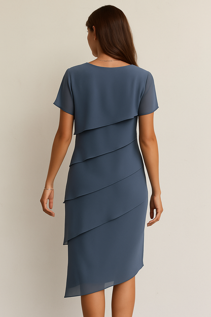 Quinnie | Elegant Layered Chiffon Dress Ladies