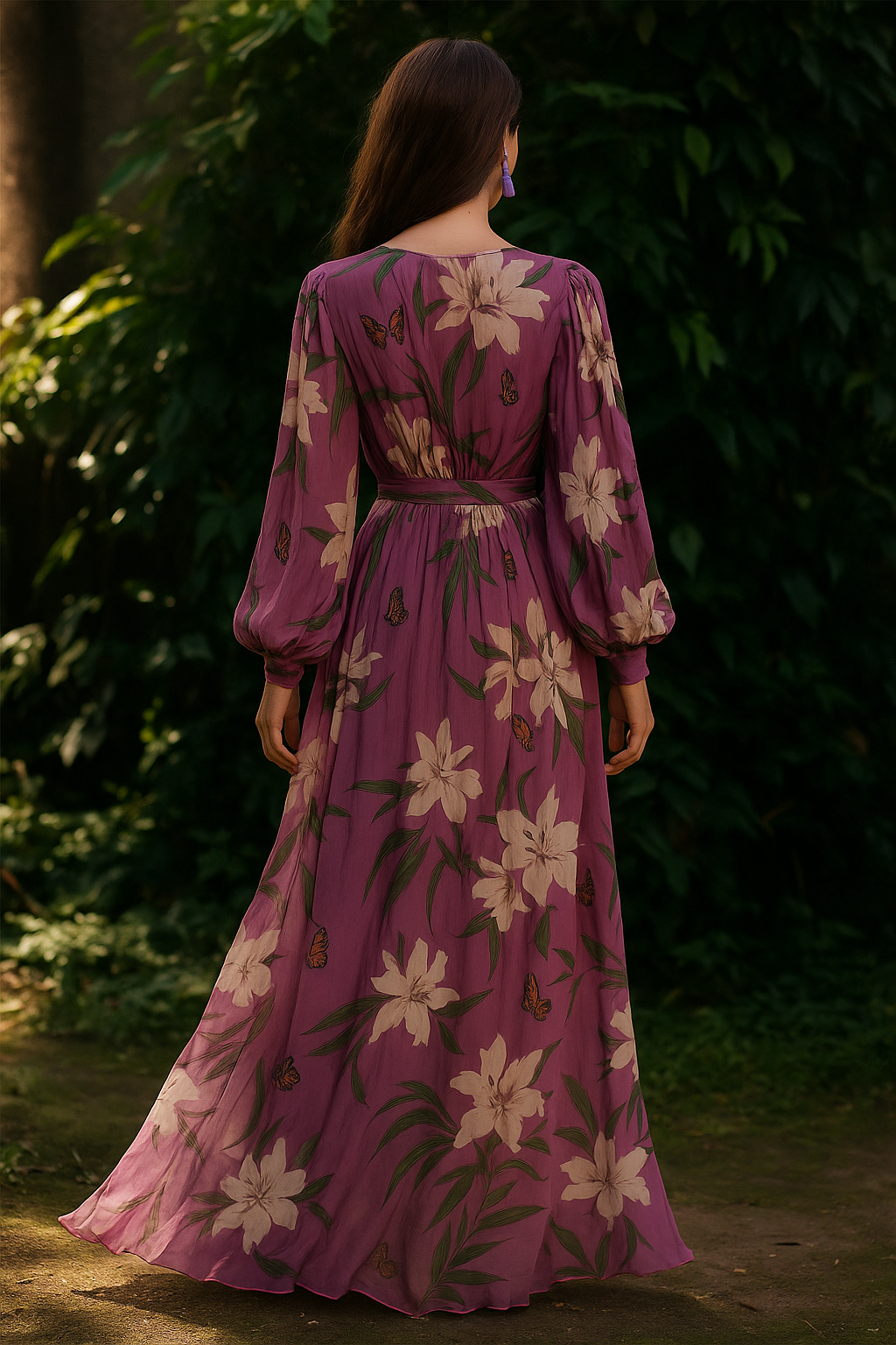 Ana | Printed Maxi Women's Dress with Long Sleeves