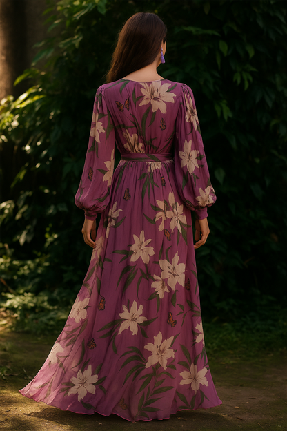 Ana | Printed Maxi Women's Dress with Long Sleeves
