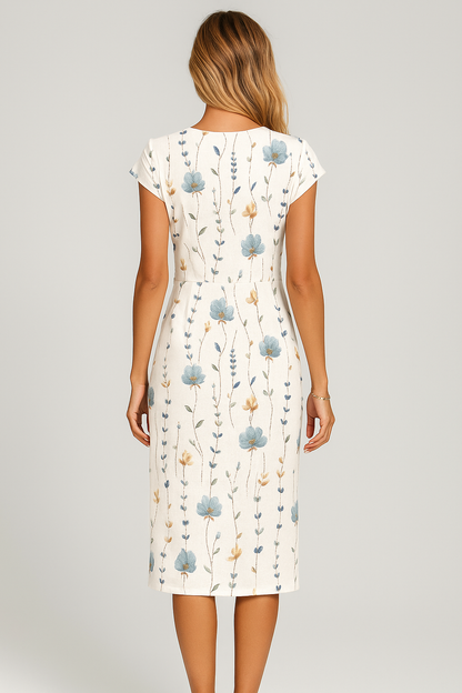 Abella | Elegant Midi Dress with Floral Print