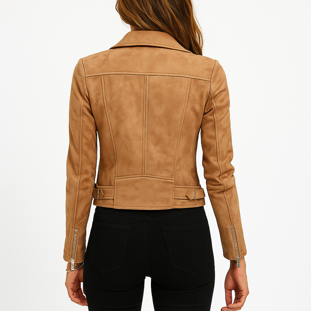 Desiree | Suede Look Biker Jacket