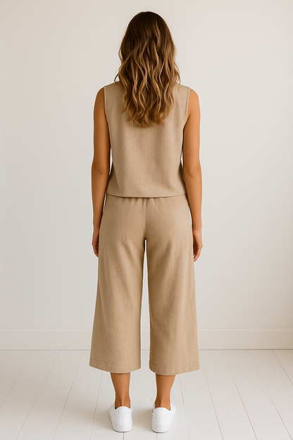 Geba| Minimalist Two-Piece Set in Linen Look