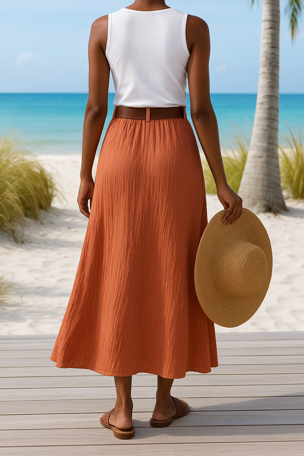Annalise | Summer Long Skirt with Button Closure for Women
